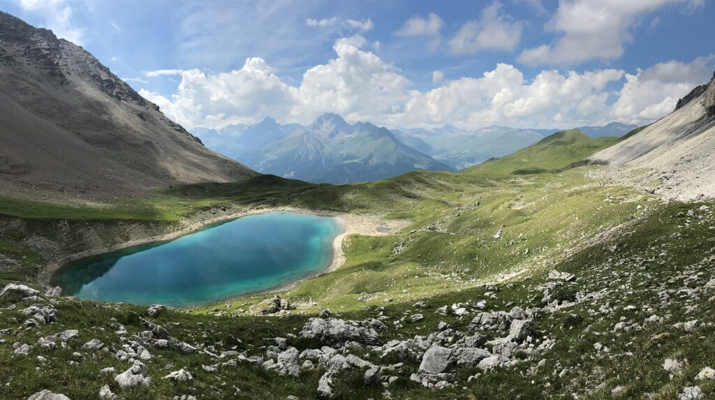 mountains, lake, valley